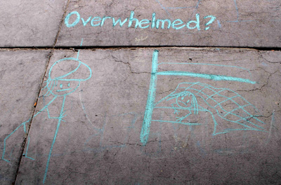 Overwhelmed chalk drawing