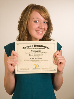 Kate Beckham and certificate