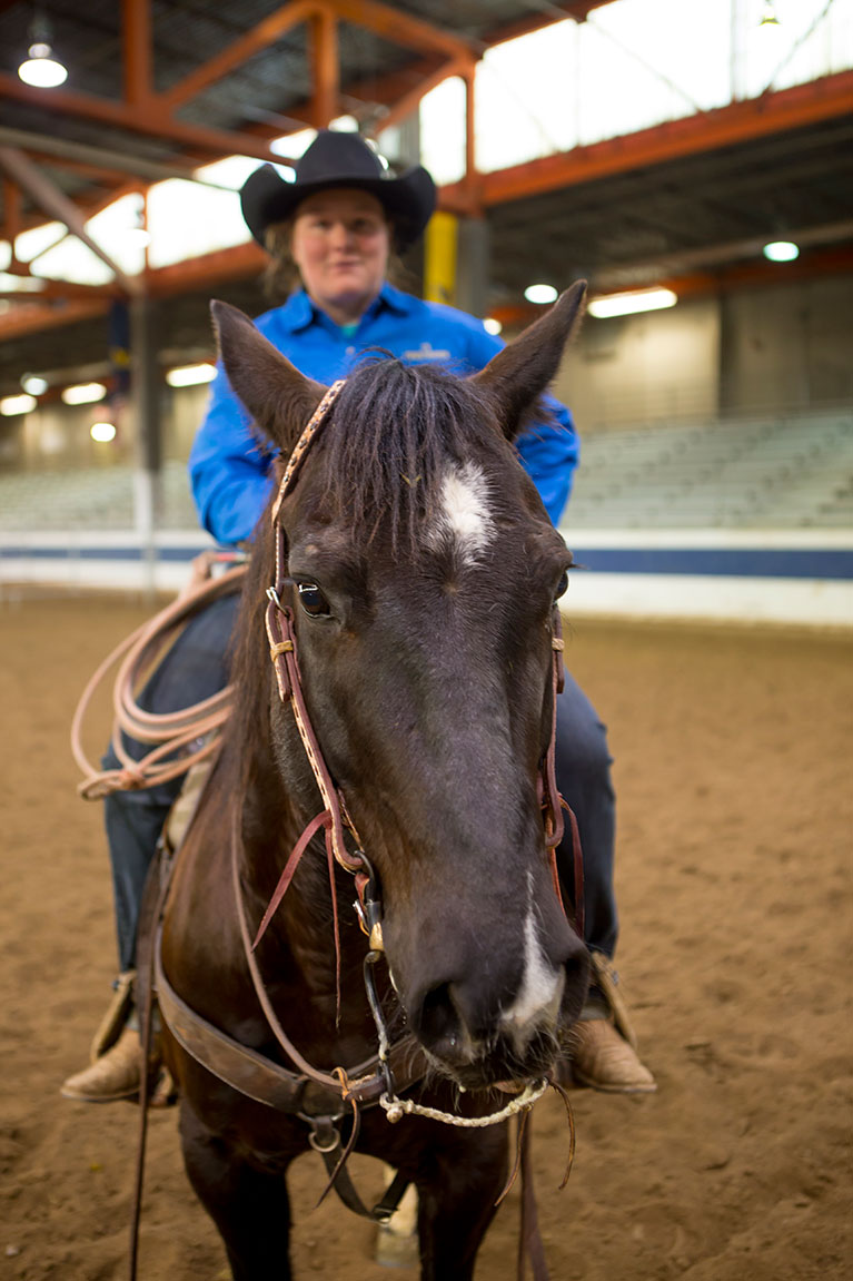 CY on horseback in the LCCC Arena