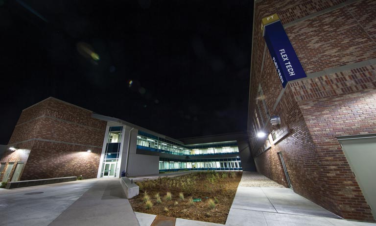 The Flex Tech courtyard on the building’s west side