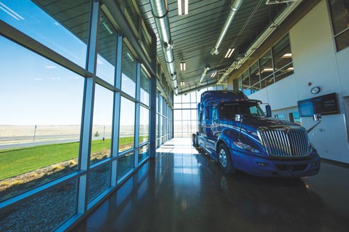 diesel truck in Flex Tech building