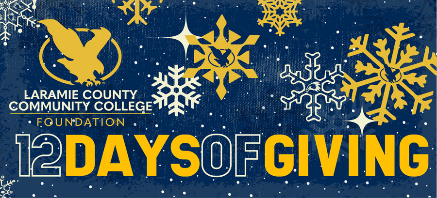 LCCC Foundation 12 Days of Giving graphic with snowflakes