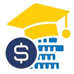 icon with money and graduation cap