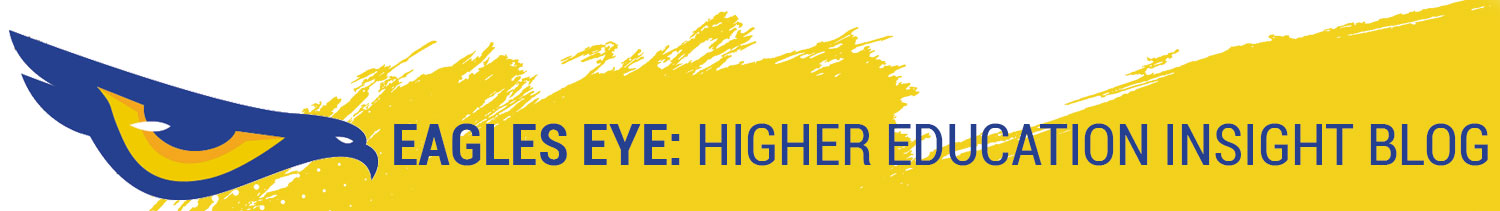 Graphic with a drawn eagle eye and the title "Eagles Eye: Higher Education Insight Blog