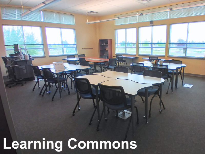 Learning Commons classroom with smaller image of door to the room