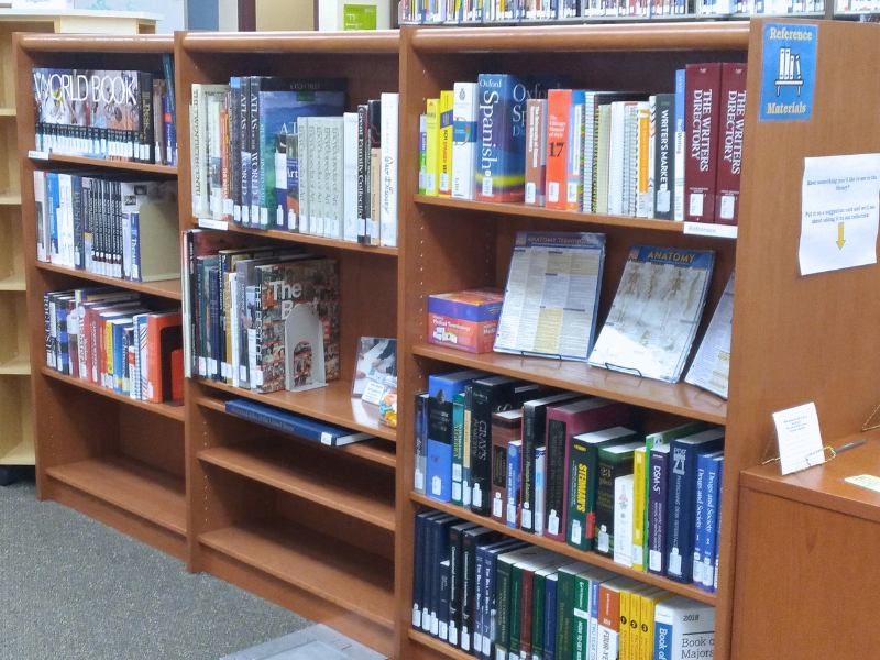 shelves of referrence books