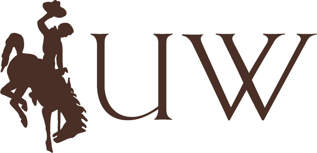 the logo for the university of wyoming with a cowboy riding a horse