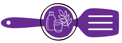 purple spoon with a wheat and milk icon