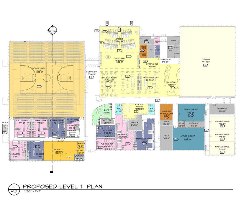 draft drawing of the first floor of RAC for renovation