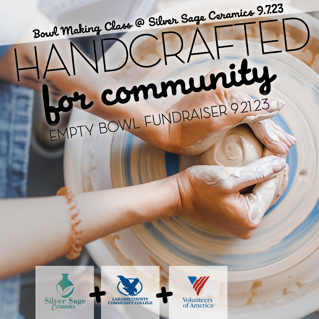 Handcrafted for community: Empty Bowl Fundraiser 9.21.23. Bowl making class at Silver Sage Ceramics 9.7.23.