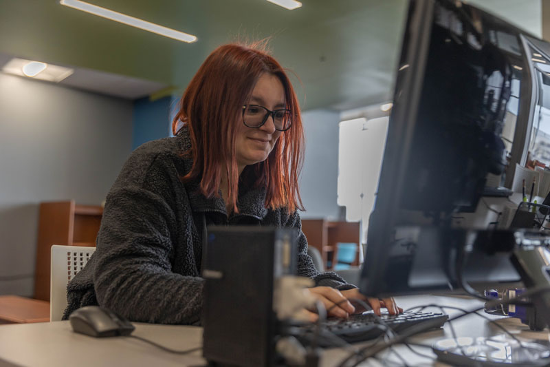 photo of a student at a computer