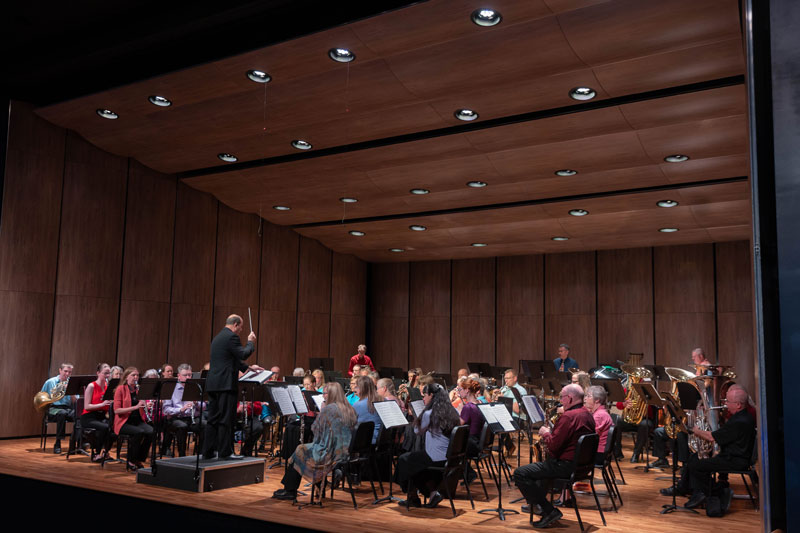 Photo of a concert in the LCCC Surbrugg/Prentice Auditorium on the stage
