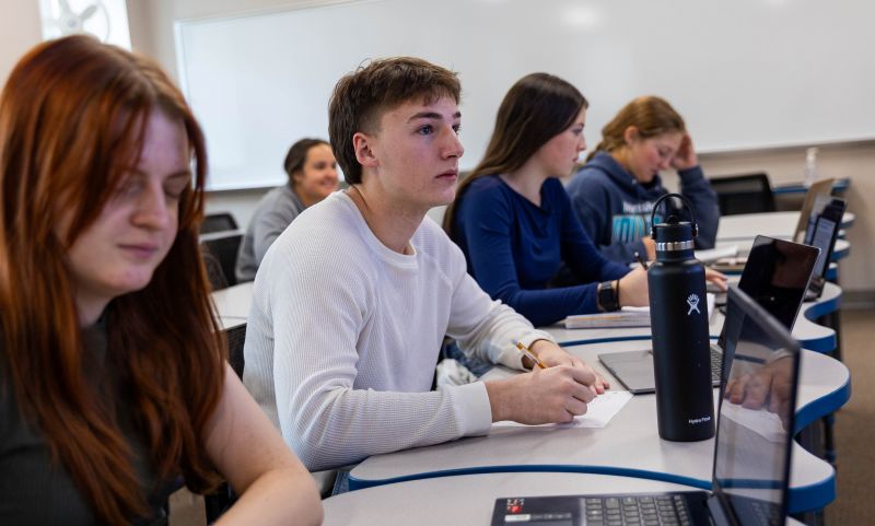 LCCC student Larry and others listen to a lecture in Accounting class. 