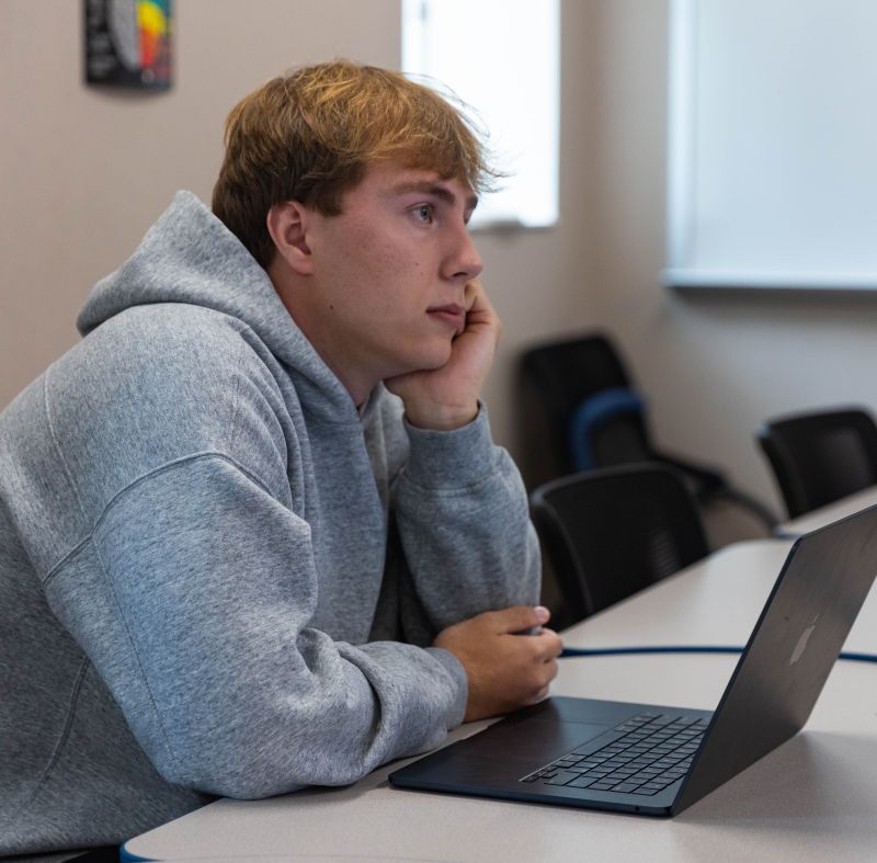 LCCC student Peyton sits in an accounting class.