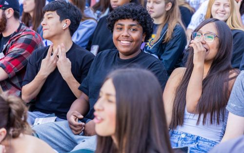 Students listen to panelists during the Business of Baseball event.