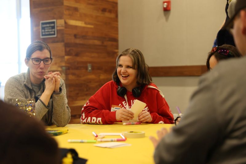 An LCCC student in the IT Pathway enjoys the Spring Kickoff. 