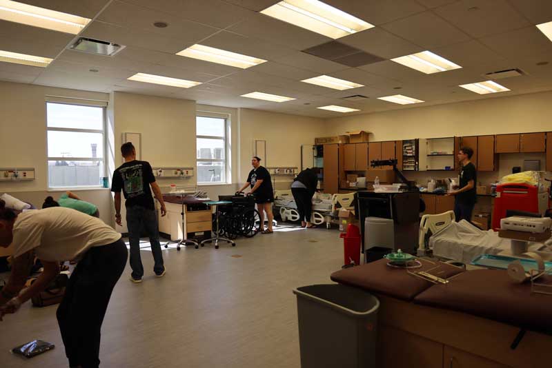 F.E. Warren Air Force Base Airman Leadership School participants in a classroom in the Health Sciences Building