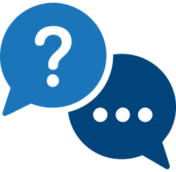 Two speech bubbles, one with a question mark and one with three dots
