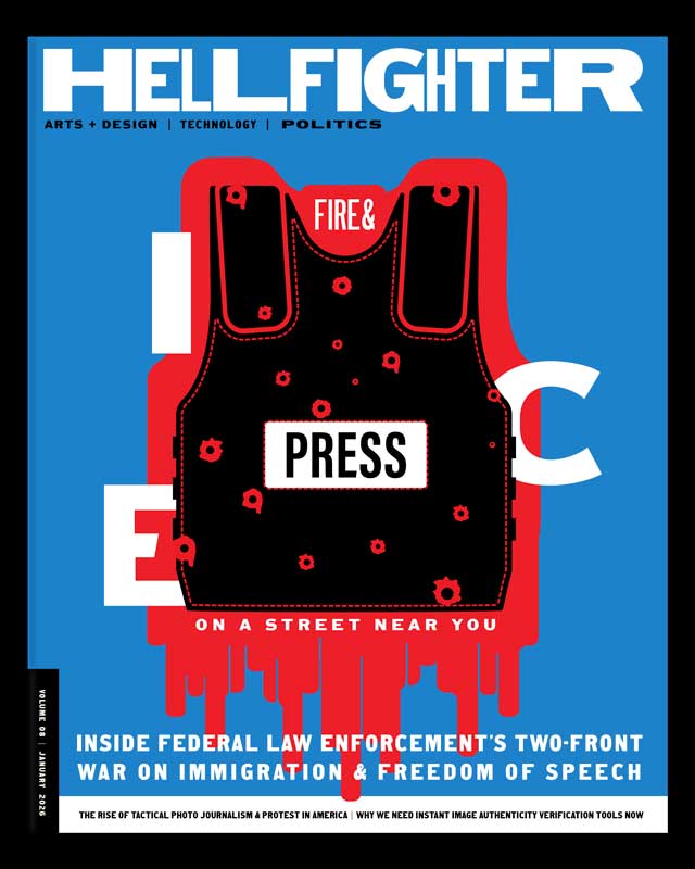 Hellfighter magazine cover with a bullet proof vest designed by Jared Elrod