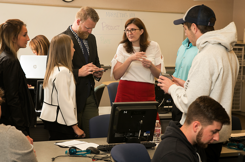 business faculty and students in class