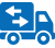 icon with a truck with arrows