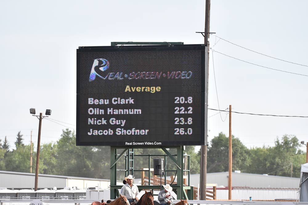 Leader board at Cheyenne Frontier Days with LCCC Rodeo Coach Beau Clark in the lead