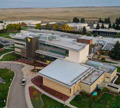 Drone view of the Clay Pathfinder Building
