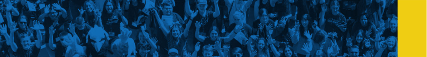 crowd of students on campus